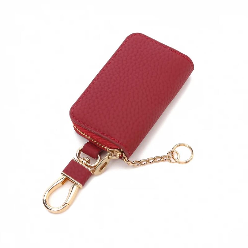 New PU Leather Car Key Bag Wallet Keychain Fashion Zipper Key Holder Organizer Simple Mini Car Key Case