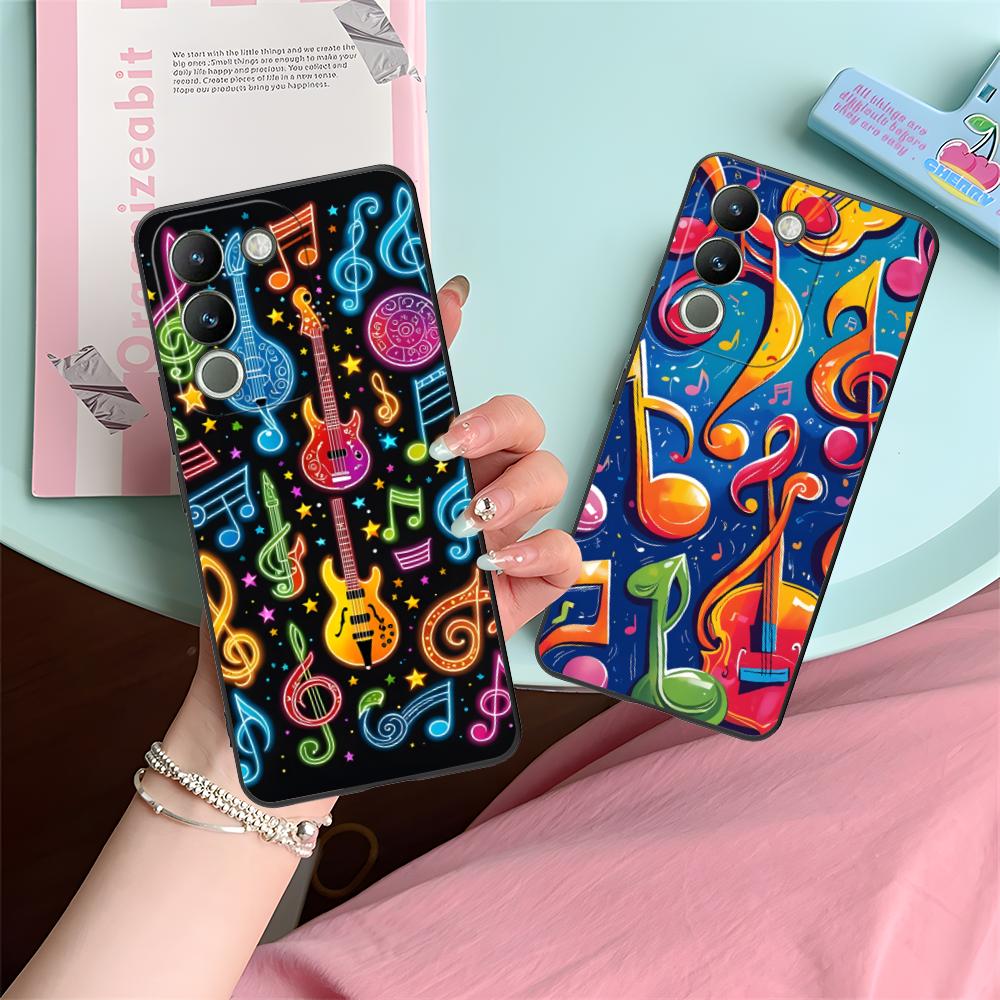 Musical Note Staff Mobile Phone Case for VIVO V60 V50 V40 V30 V29 V27 V25 V23 Pro Lite 5G Colorful Printing Cover Luxury
