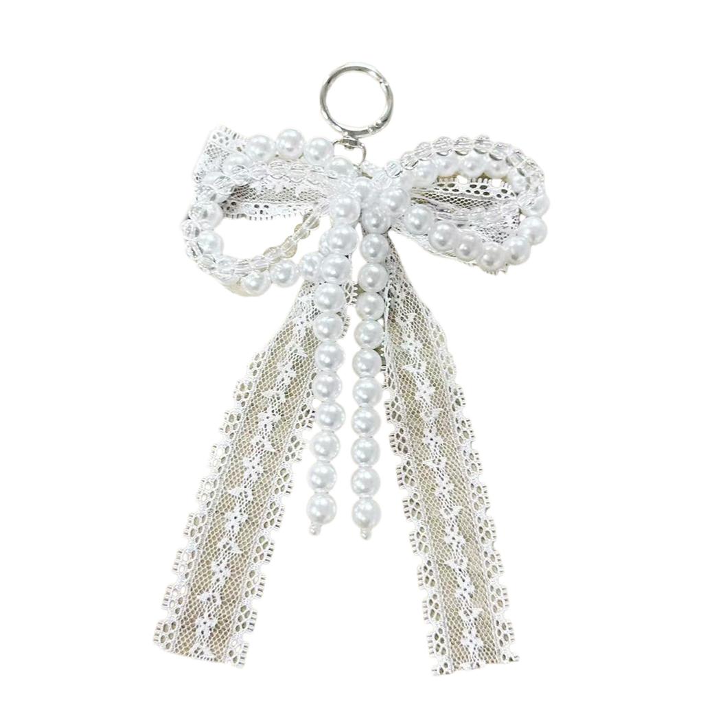 Imitation Pearls Bowknot Keychain Butterfly Knot Pendant for Women Handbags and Backpacks Colorful Key Chain Ornament