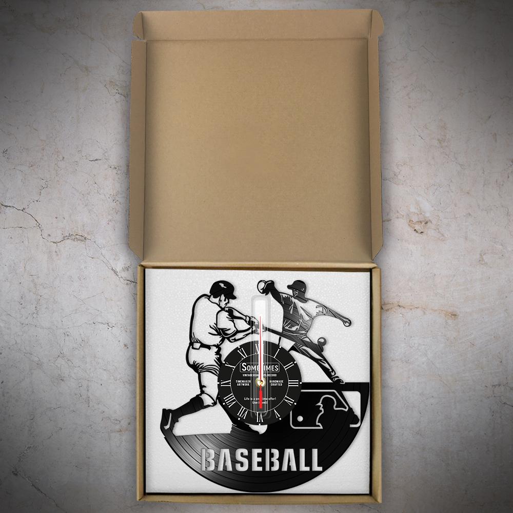 Baseball Custom Wall Clock Made of Real Vinyl Record Personalized Name Laser Cut Music Album Retro Wall Clock Boys Room Decor