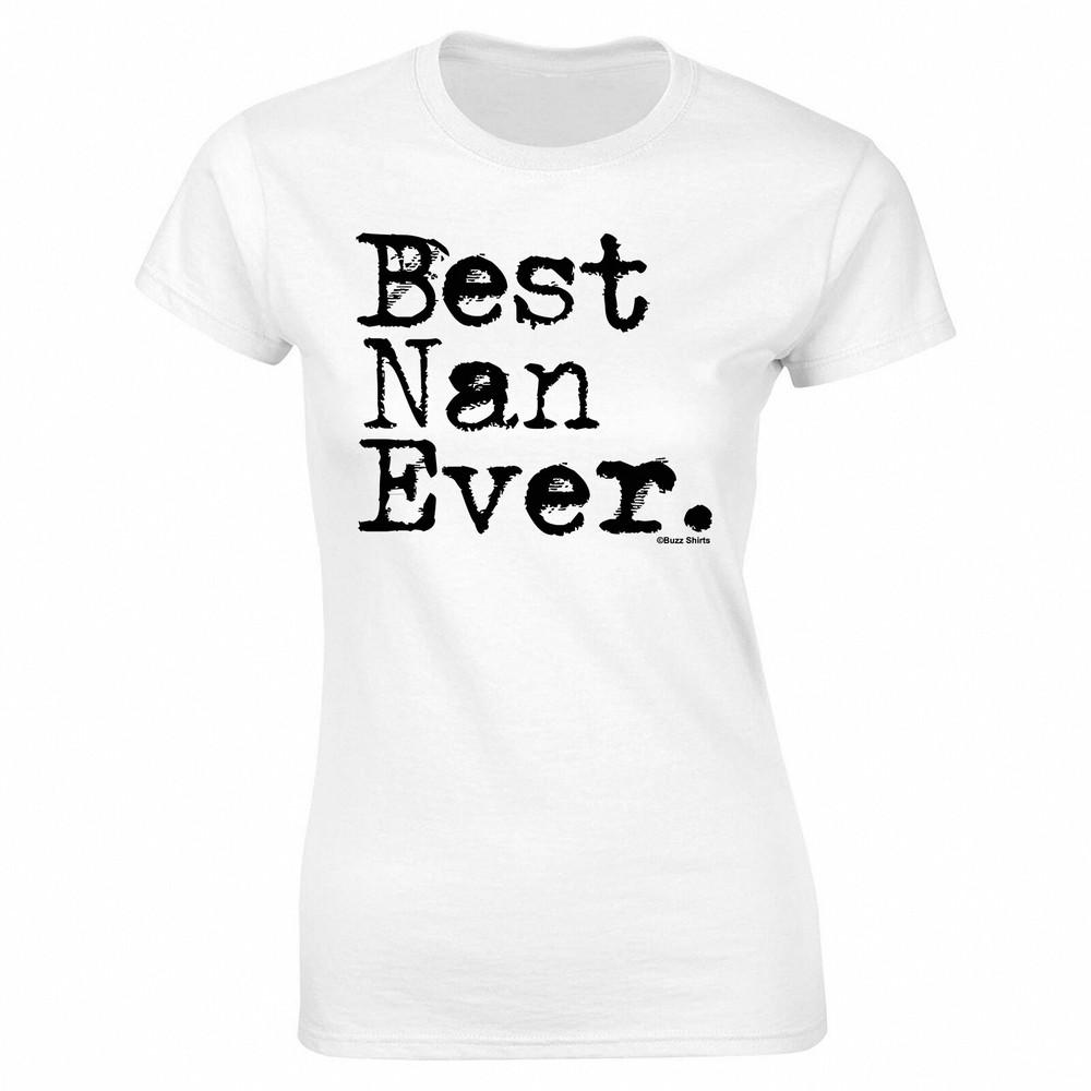 

Womens BEST NAN EVER Christmas T-Shirt Cotton Grandmother Grandma Gran L