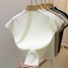 Women's Summer 2026 Elegant Short Sleeve Solid Color High Collar Slim Fit Knit Top