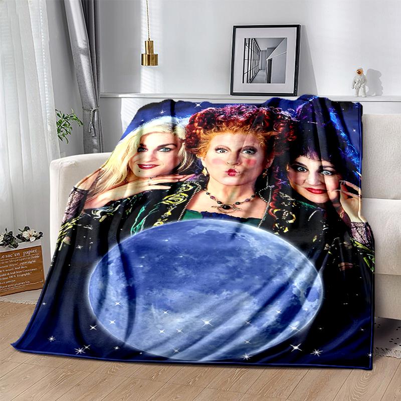 Hocus Pocus Flannel Blanket Soft Warm All-Season Throw, Design for Camping, Car Travel, Hiking Sofa, Bed, Office Perfect Gift for Parties