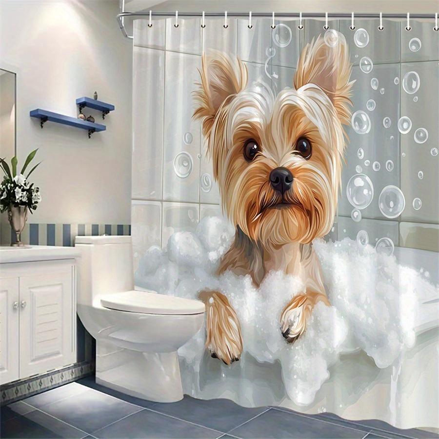 1 Stück Yorkshire Terrier Schaumbad Duschvorhang - Verspieltes Hundedesign, Skurriles Badezimmerdekor, Polyesterstoff