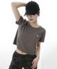 Just Haeng Pigment Brown Newtro Logo Crop Short Sleeve Tee