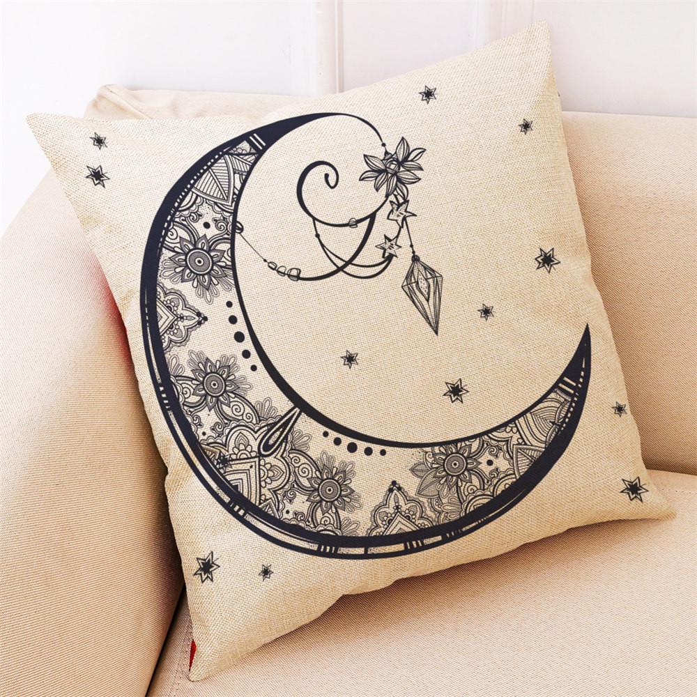 Home Decor Cushion Cover Sun Moon Pattern Throw Pillowcase Pillow Covers For Car