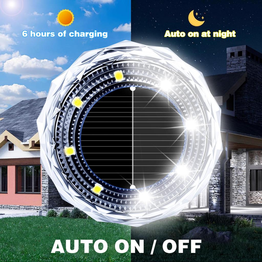 8LED Solarenergie Scheibenleuchte Außen Garten Solar Untergrundleuchte Deckleuchte Scheinwerfer Eingebaute Solar LED Lampe Gartendekoration