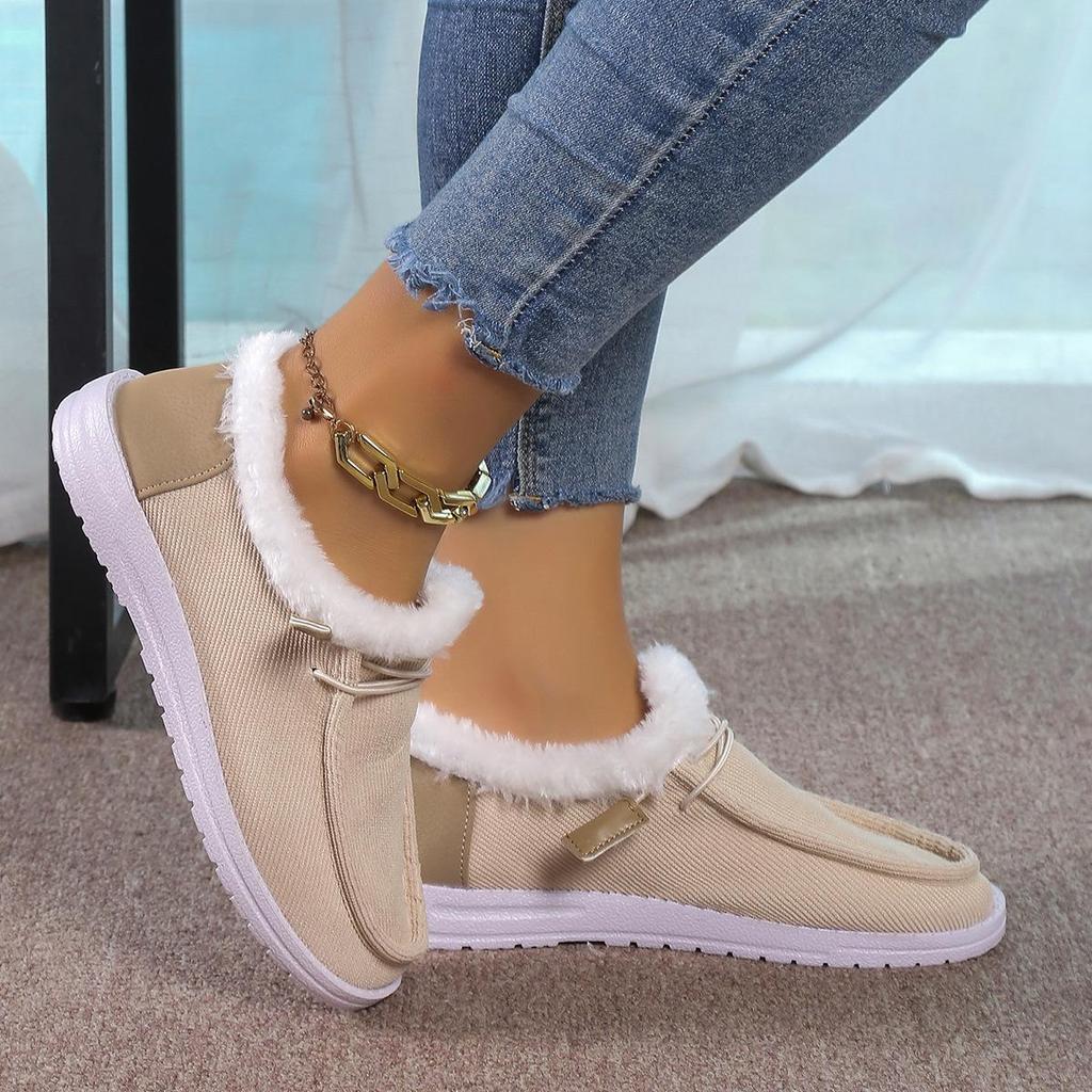 Large Casual Snow Boots Autumn Winter Round Head Short Tube Velvet Fleece Lace Up Cotton Boots Shoes 36-43