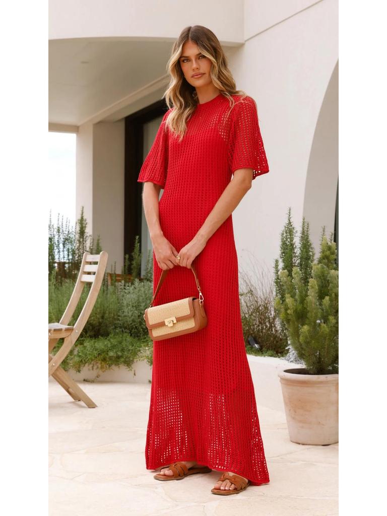 2026 Stylish Women's Two-Piece Set: Round Neck Hollow Dress with Airy Feel