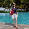 Tommy Hilfiger Women's Striped V-Neck Pique Polo Shirt