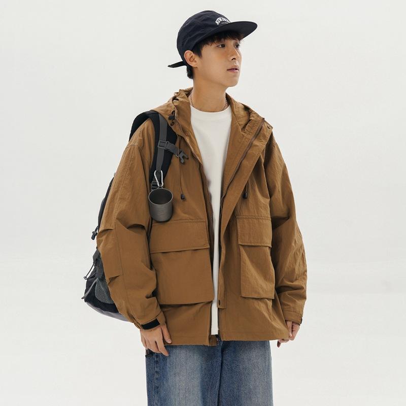 

Spring and Autumn New Men s Korean Solid Color Logo Hooded Jacket Trendy Couple Stylish Versatile Jacket 3XL