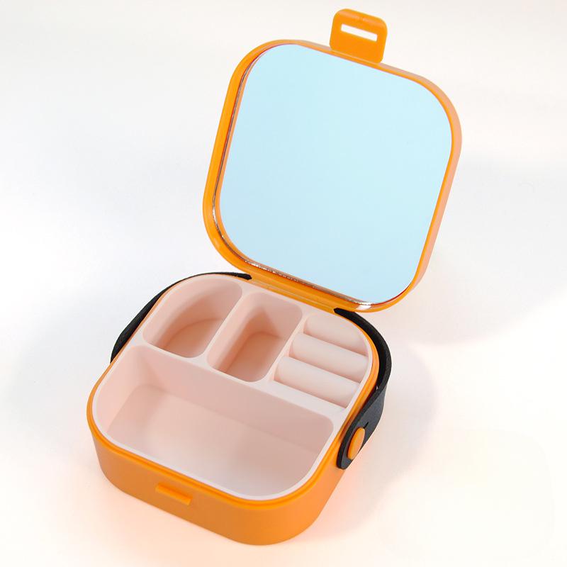 Tragbare Schmuckschatulle Ring Schmuck Halskette Lippenstiftfach multifunktionale PP-Kunststoff Aufbewahrungsbox zum Mitnehmen