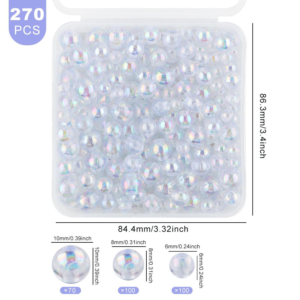 

6-10mm 270pcs/Box Acrylic Beads Transparent White Loose Spacer Beads for DIY Bracelet Jewelry Making Accessories
