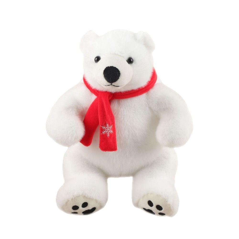 Scarf Sitting Polar Bear Plush Toy Big Feet Animal Plush Doll  Adults Children