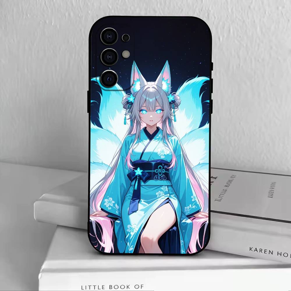 Fox Girl  Phone Case Black Silicone Soft For Samsung S25,S24,S21,S22,S23,S30,Ultra,S20,Plus,Fe,Lite