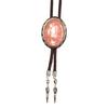 Vintage Oval Shape Stone Pendant Bolo Tie Western Braided Rope Adjustable Necktie Jewelry Shirt Collar Chain Necklace