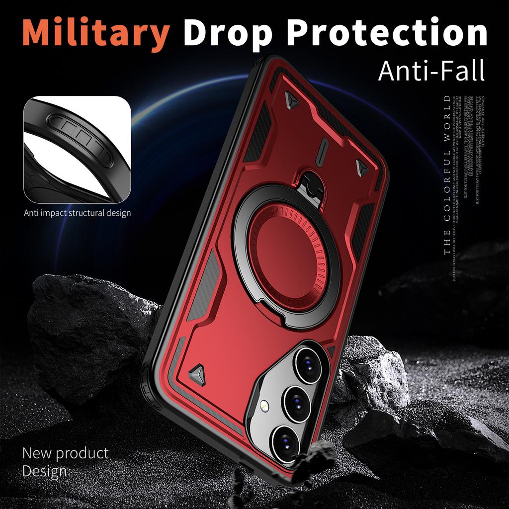 For Samsung S25 Phone Case Magnetic Rotating Bracket Anti Drop XCover7 Pro Armor Protective Case