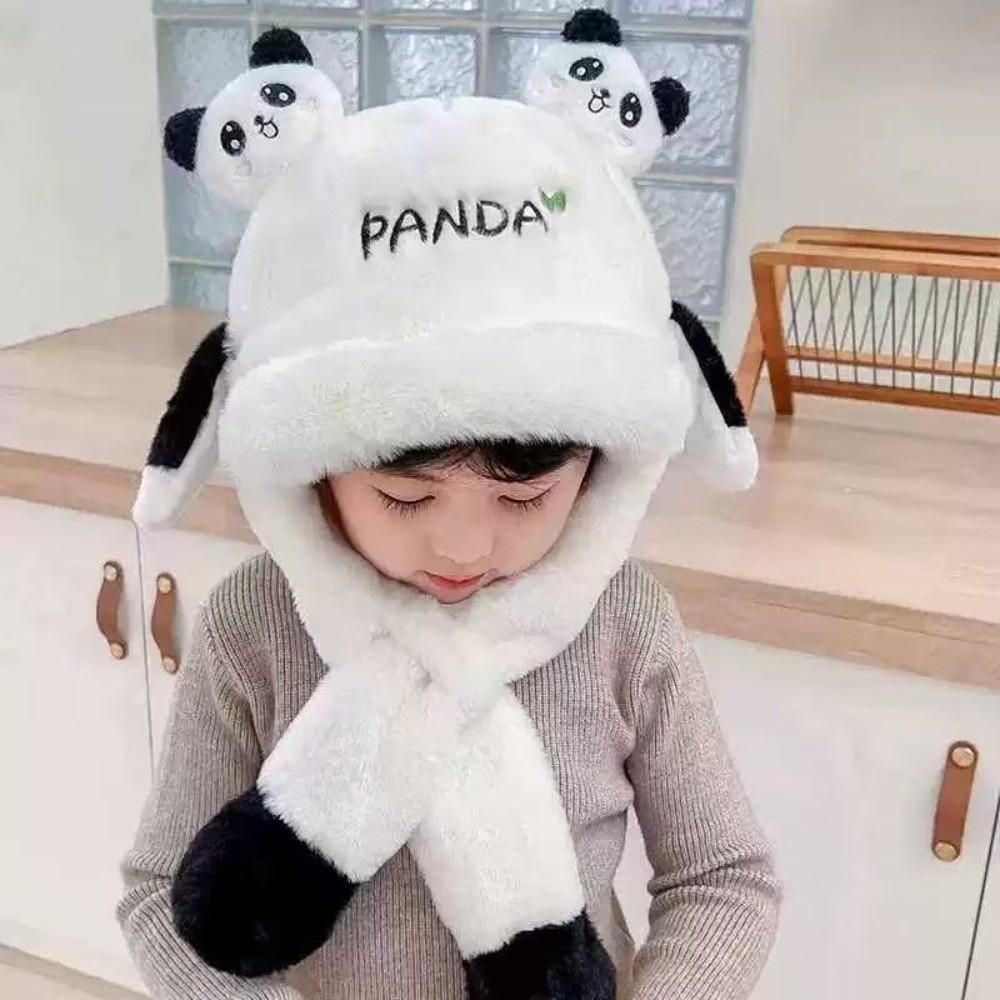 Thickened Kids Ear Protection Hat Windproof Moving Ear Hat New Panda Warm Cap  Autumn Winter