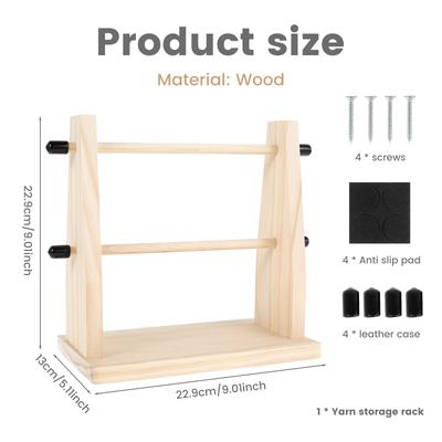 Wooden Yarn Ball Holder Hand-woven Yarn Rack with Screw Wool Racks Multi-purpose Crochet Yarns Holders for DIY Craft Accessories