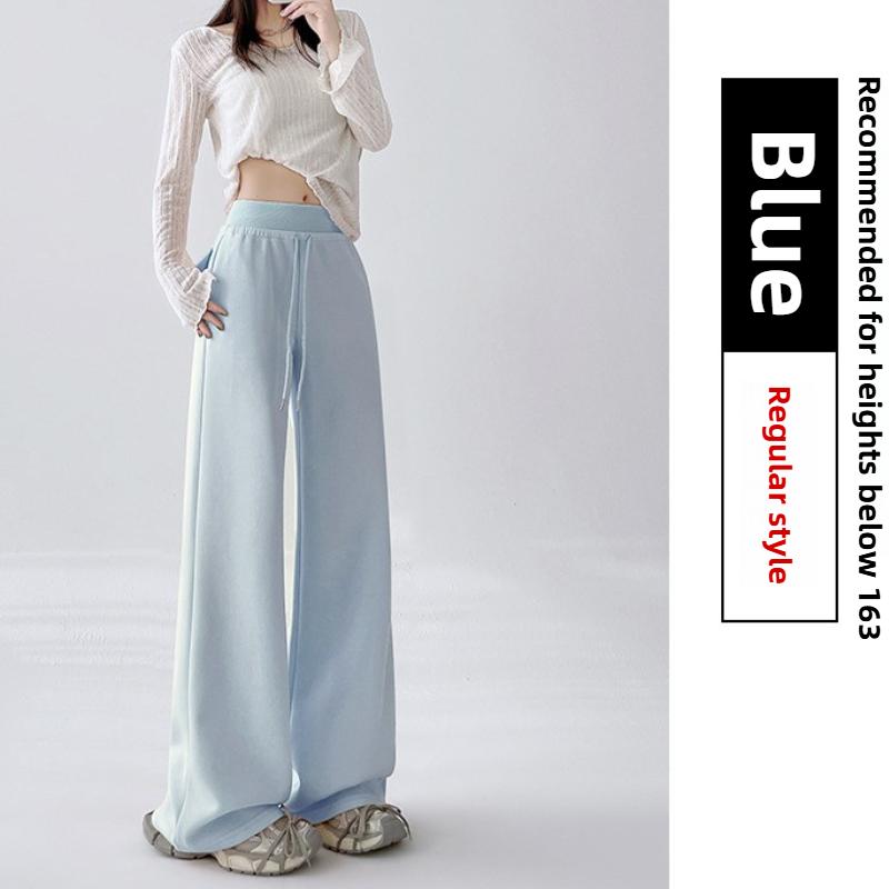 GMXIA Micro-large Sweatpants Women Spring and Autumn High-waisted Thin Casual Sweatpants Loose Drape Dragged Trousers Straight Wide-leg Trousers