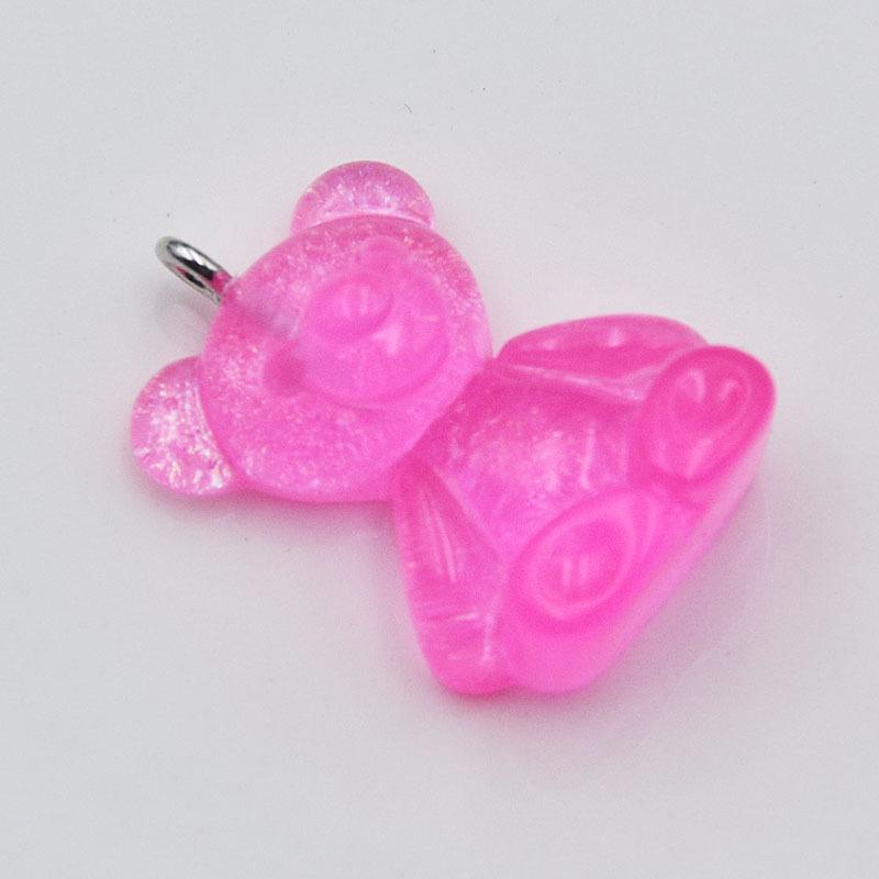 Candy Color Glitter Bear Resin Pendant Earring Keychain Jewelry DIY Accessories