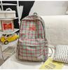 Schultasche Japanischer Ins-Stil Retro Karomuster Rucksack weiblich, Mittelschüler Schultasche einfach und vielseitig Reise Pendler Rucksack