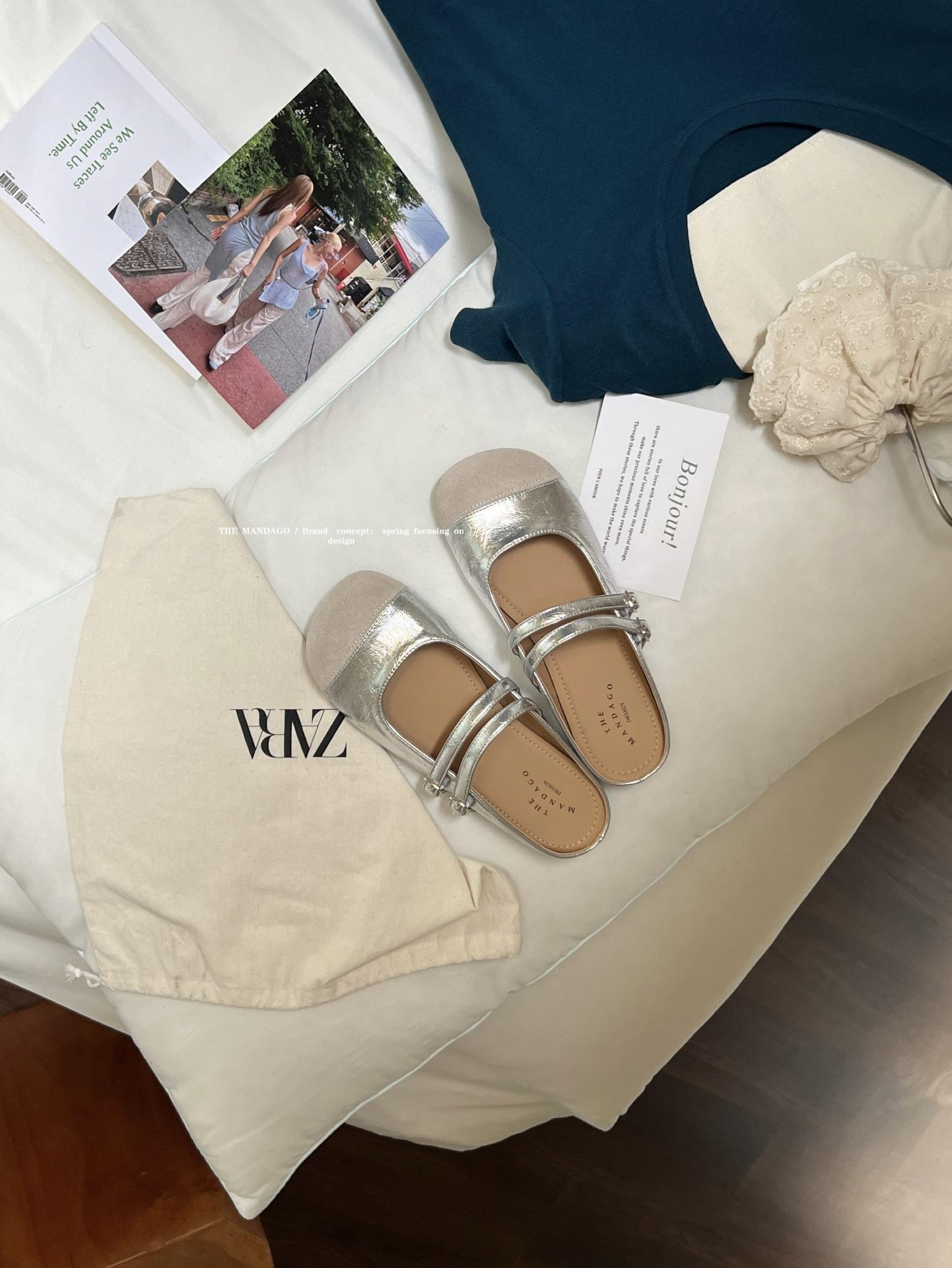 Soft Spring And Summer Bag Head Mary Jane Half Slippers Flat Lazy Shoes 35