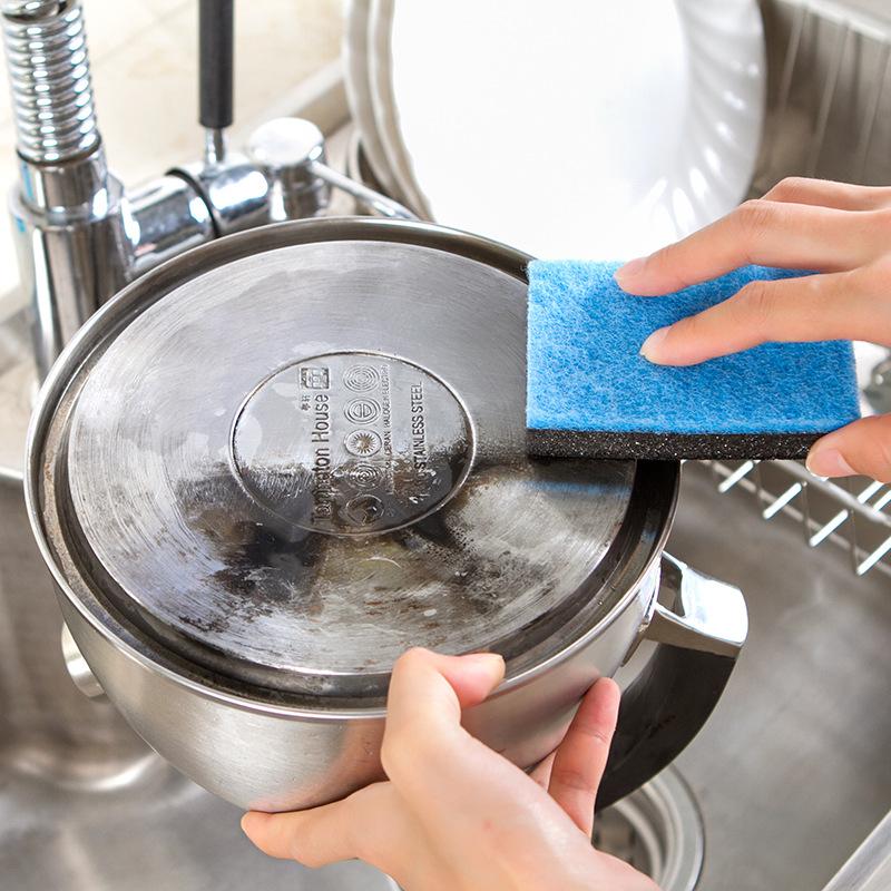 Emery sponge composite scouring cloth, double-sided double-effect cleaning and decontamination kitchen cleaning sponge block