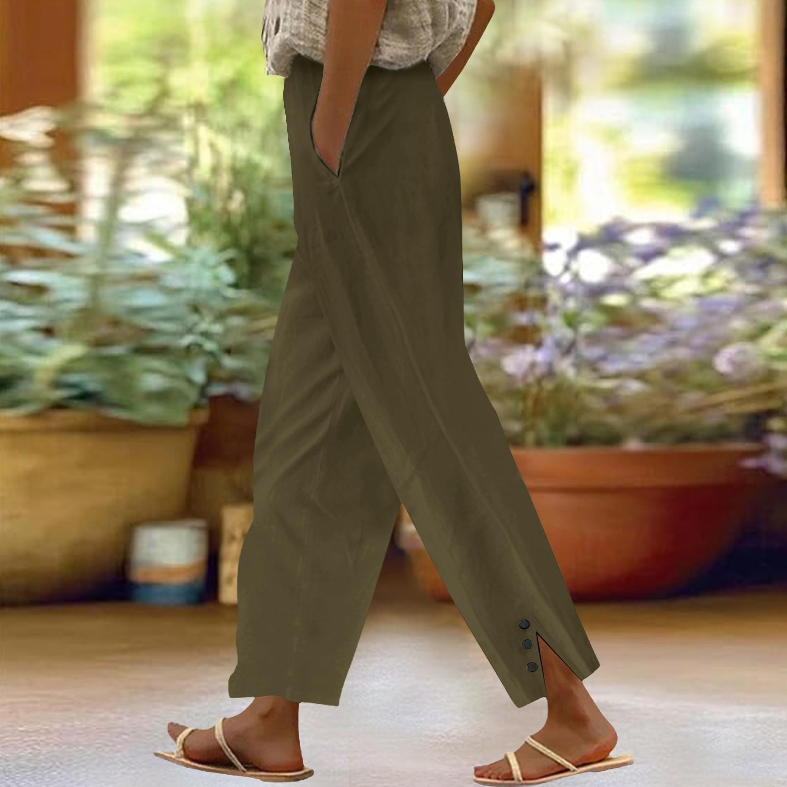 

Женские повседневные однотонные кружевные брюки с высокой талией и карманами на шнурке Nine Minute S коричневый