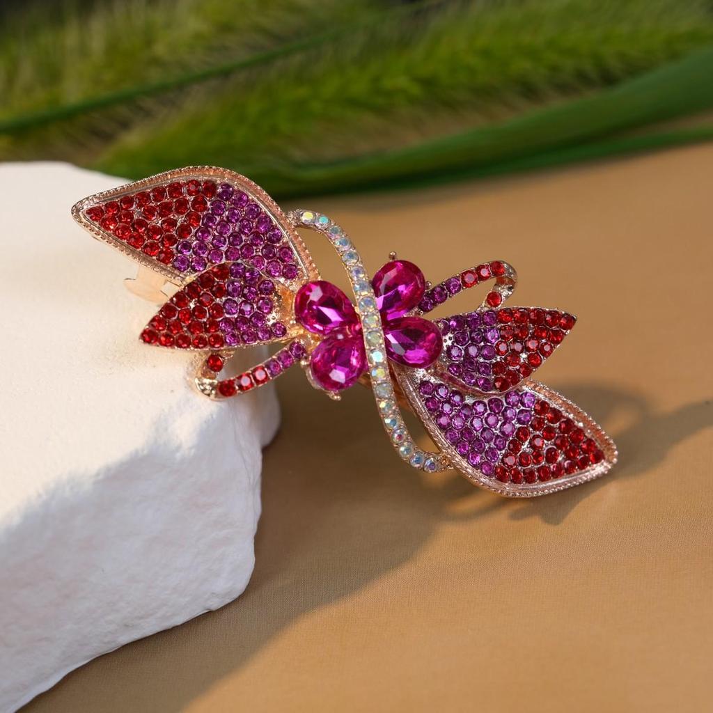 Elegant Korean Crystal Butterfly Rhinestone Ponytail Hair Clip