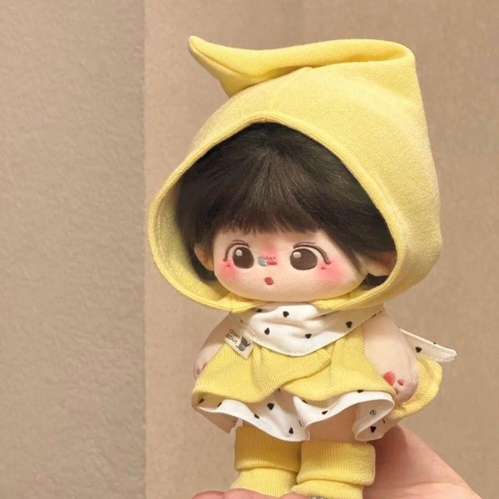 Elfenumhang, niedliche Puppenkleidung, gelber Hut, Baumwollpuppenkleidung, Puppenaccessoires