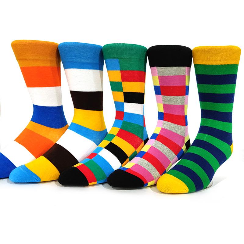 5 Pairs/Pack Men Funny Socks Casual Hip Hop Creative Cartoon Novelty Calcetines Hombre Street