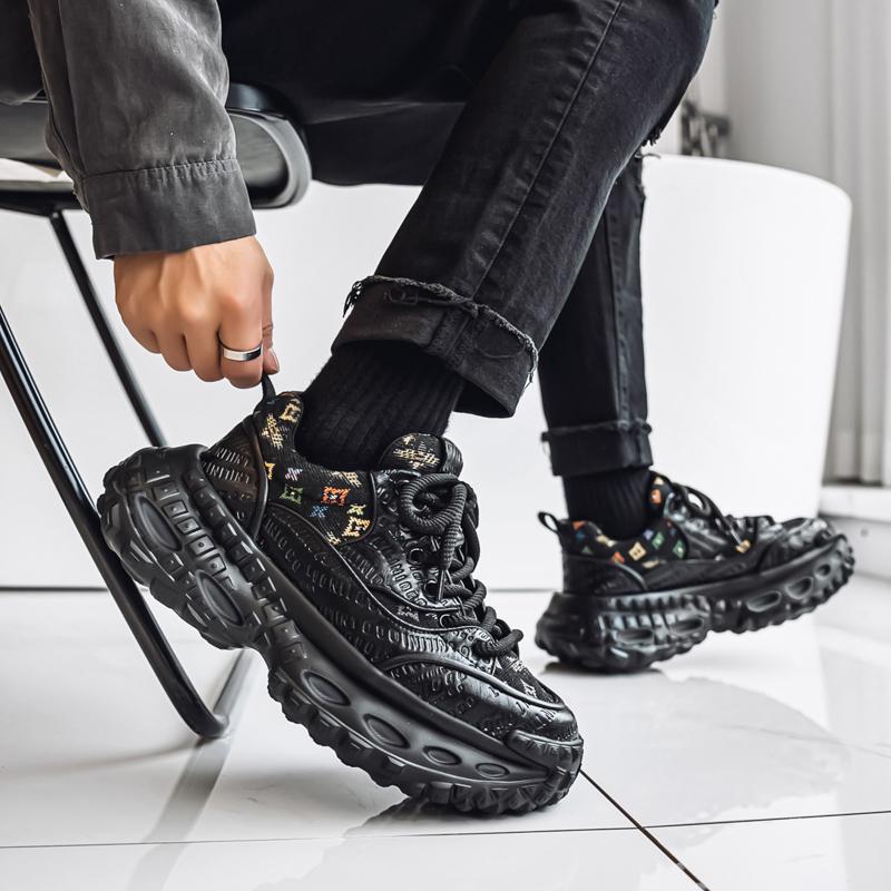 Męskie buty codzienne na deskę nowe duży rozmiar moda sportowe buty męskie podwyższające do biegania oddychające punkowe sneakersy męskie mokasyny