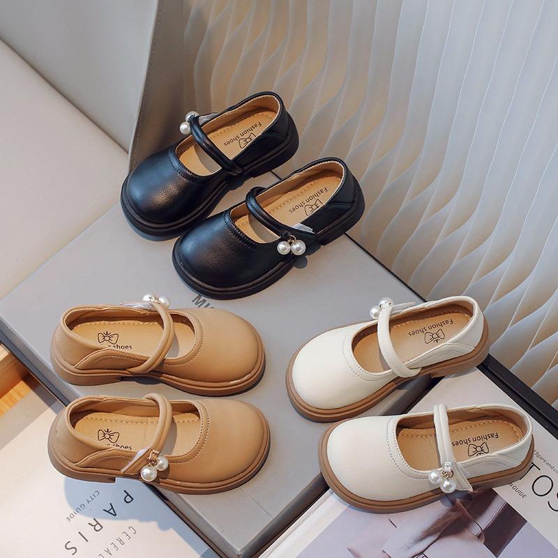 Little Girls Princess Pearl Pendant Mary Jane Breathable Casual Single Leather Shoes