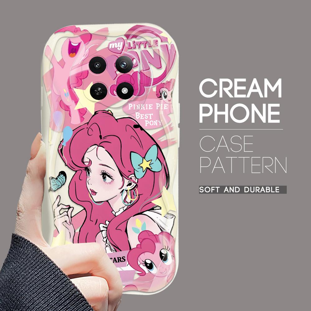 Carcasă cu textura cremă cu model de desene animate, cu margine ondulată, husă din silicon moale pentru telefon pentru OPPO Reno Realme OnePlus Vivo