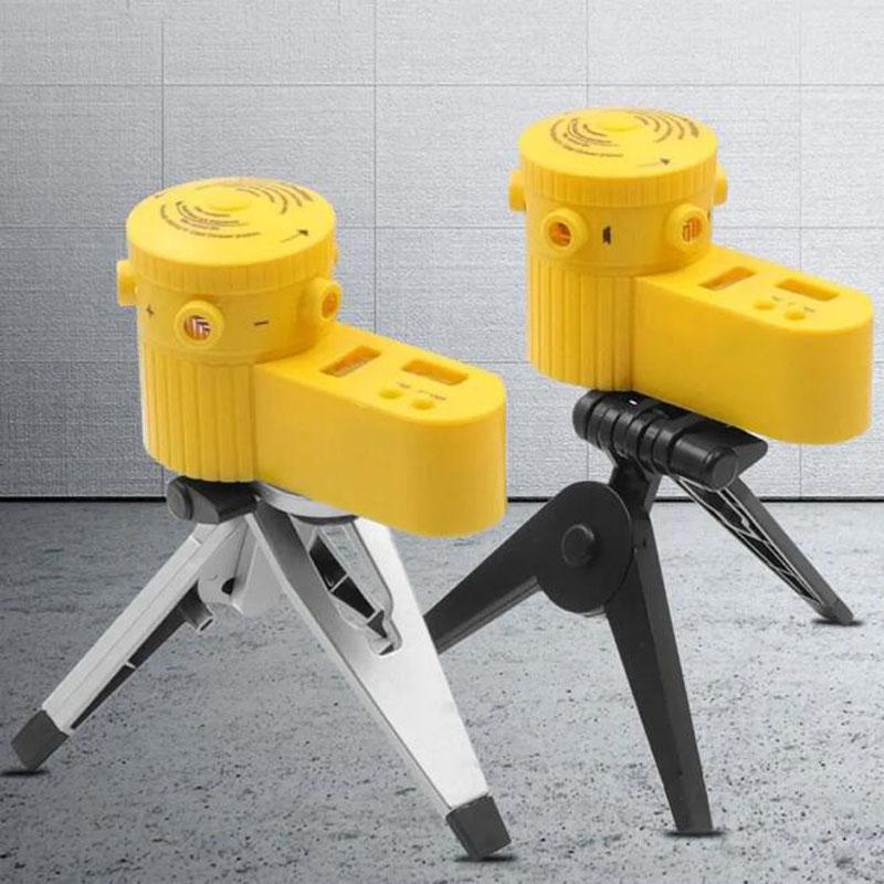 4 i 1 Laser Vattenpassmätare med Roterande Stativ LED-indikator Mätande Laserlinjal Multifunktion Hög Precision