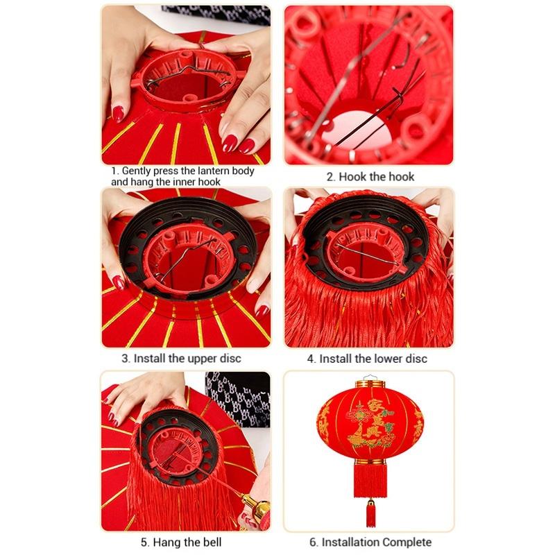 2026 Chinese New Year Hanging Pendant Decoraitons Red Lanterns Spring Festival Celebration Good Fortune Foldable Lantern