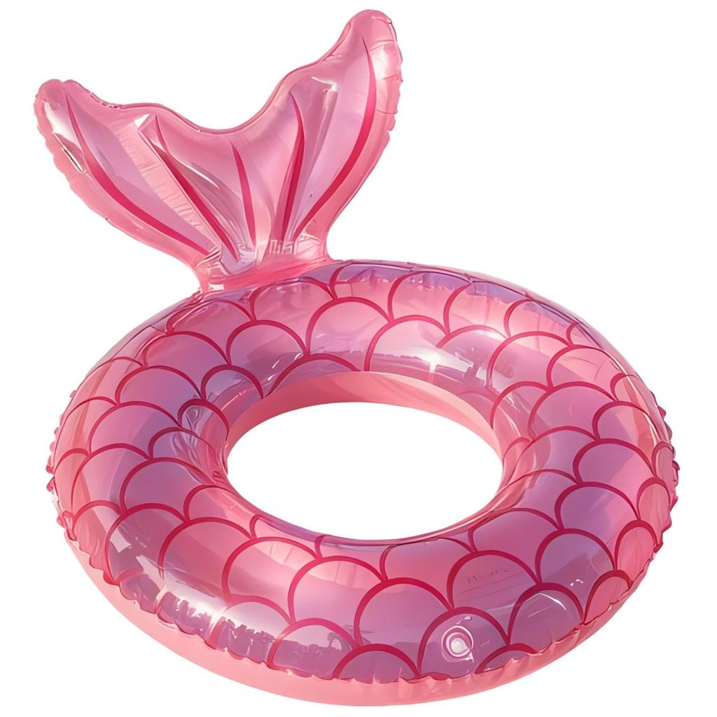 Fogman Kids' Mermaid Inflatable Float with Backrest, Cute Design, Suitable for Boys and Girls, Pink, Sizes 70 and 100 (Size 100 Pink)