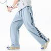 Men's American Outdoor Striped Drawstring Wide-Leg Summer Pants - Breathable, Loose, Straight-leg, Casual Sportswear