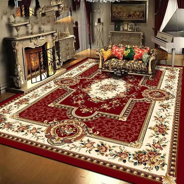 Koberce v evropském stylu červené barvy pro obývací pokoj, velký rozměr, pratelné, luxusní koberce do salonku, rohožka ke vstupním dveřím, protiskluzové, dekorativní rohožky do ložnice