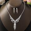 Super Flash Full Diamond Tassel Diamond Necklace Personalized Fashion Temperament Collarbone Chain Light Luxury High-End Jewelry Set