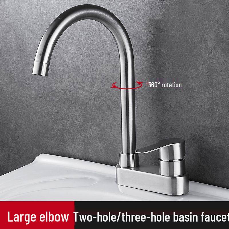 Stainless Steel Rotating Faucet for Kitchen & Wash Basin - Hot & Cold Water Switch