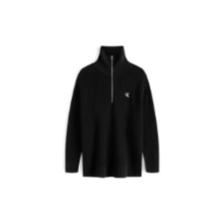 

Calvin Klein Хлопковый пуловер с надписью, трикотажный свитер с длинным рукавом, мужской свитер, космически-черный J325481 XL