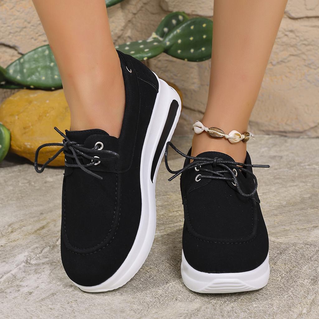 Xia Saison neue tägliche lässige flache Mund mittelhohe Absatz Muffin und Damen lässige einzelne Schuhe