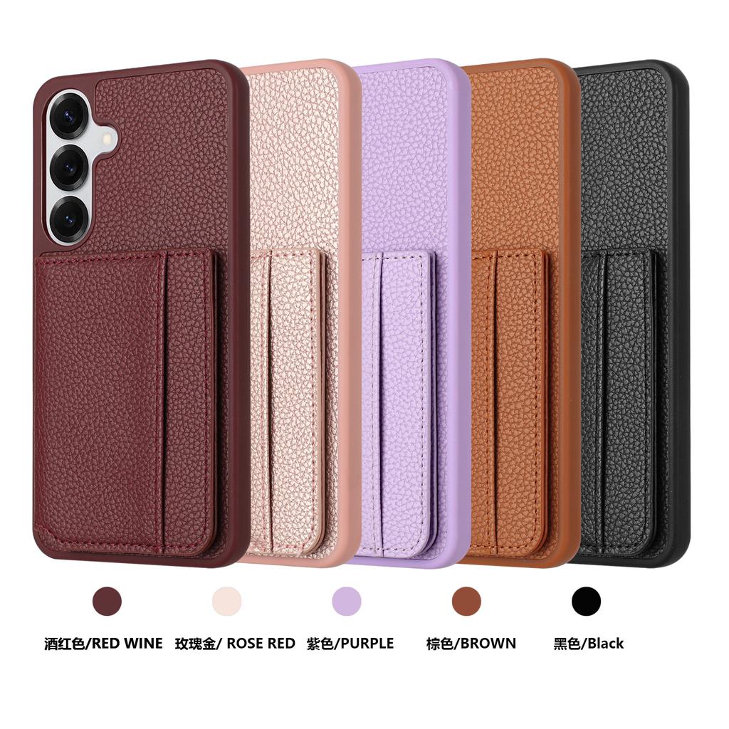 Lychee Grain Magnetic Leather Wallet Card Solt Phone Case For Samsung S25 Ultra S24 Plus S23 S22 A16 A26 A17 A07 Kickstand Cover