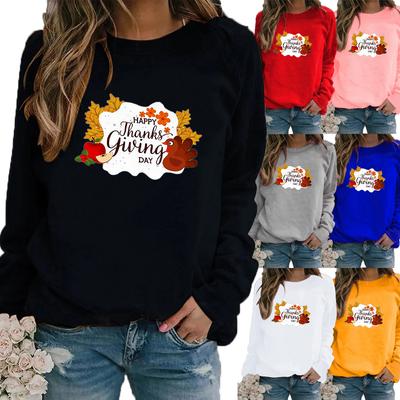 Kış Kadın Baskılı Üstler T-shirt Bayan Yuvarlak Yaka Uzun Kollu Casual Kazak Artı Boyutu Bluz