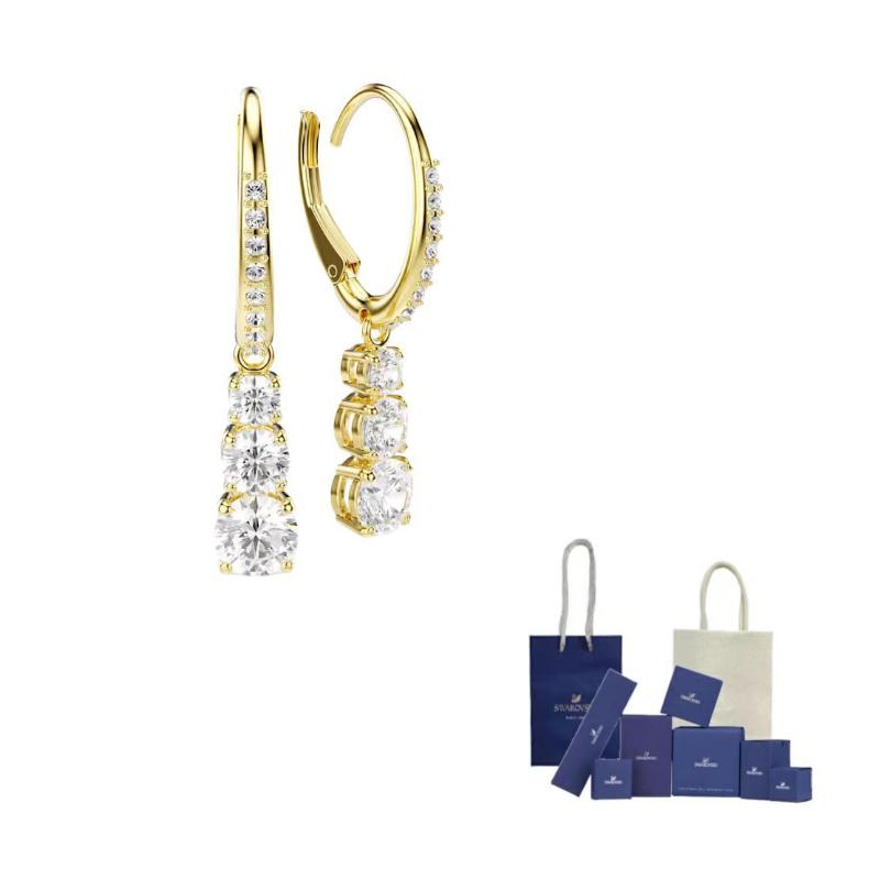 Swarovski Stilla Attract hoop earrings F-Original Brand Box And Bag белый