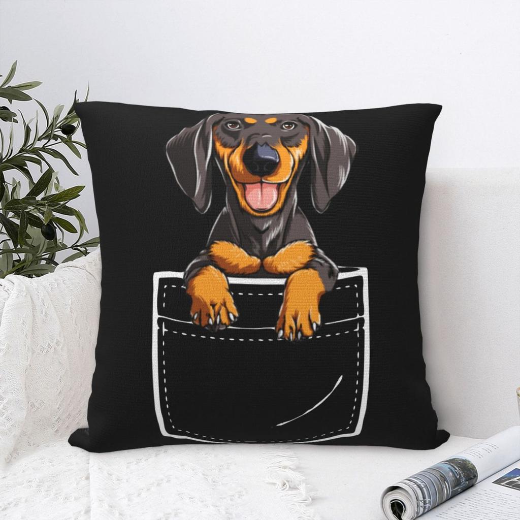 Dachshund In Your Front Pocket Dog Animals Throw Pillow Cover Polyester Throw Pillow Cute Pet Creative Pillowcover Home Decor