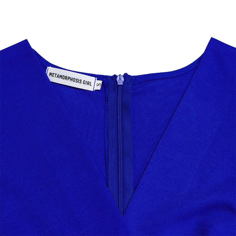 Velké velikosti Ženy Letní móda Šaty s nabíranými rukávy Výstřih do V Dámské Elegantní Jednodílné šaty s pevným rozparkem a páskem