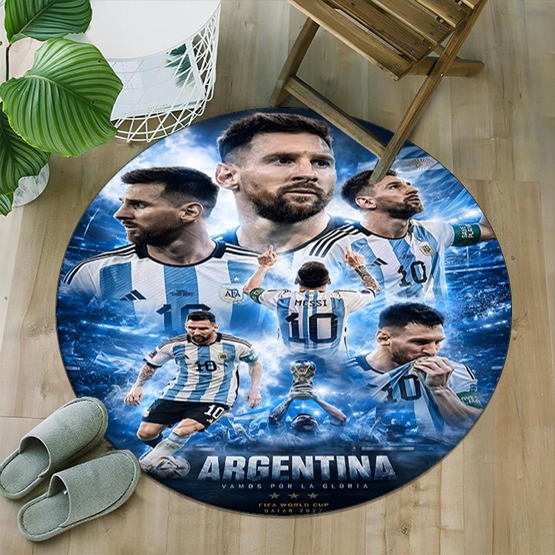 1pc M-Messi3 Carpet, Round Rug, Comfortable, Suitable for Entryways, Living Rooms, Office, And Bedrooms, Christmas Decoration